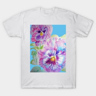 Purple Pansy Watercolor Painting Flowers T-Shirt